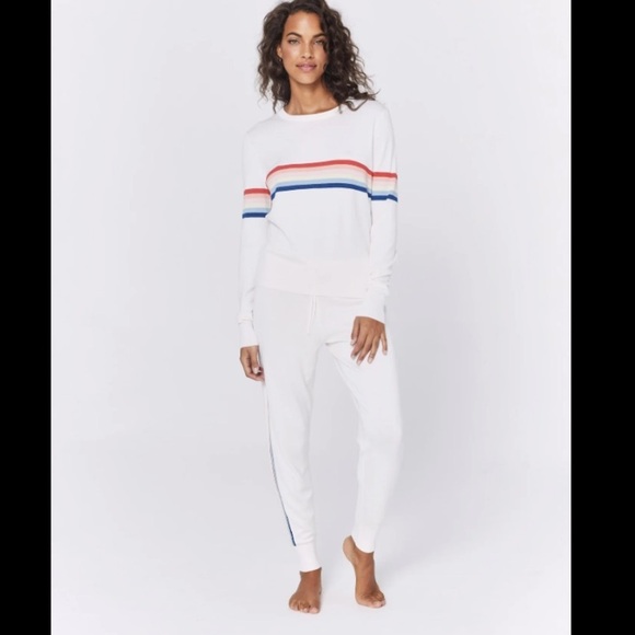 SPIRITUAL GANGSTER X MADELEINE THOMPSON RAINBOW STRIPED TERRY JOGGERS - Picture 5 of 12